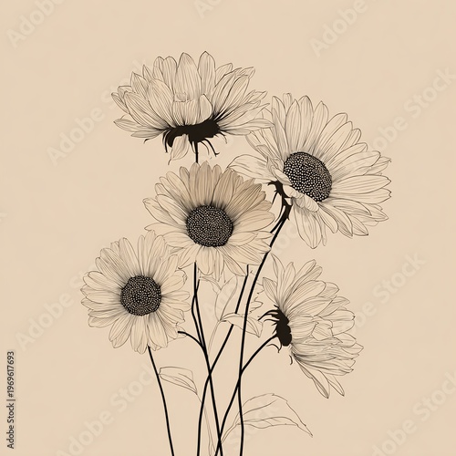 Radiant Sunflower Composition with Textured Petals and Wild Botanical Stems – Immersive Visual for Sustainable Wellness and Eco-Branding