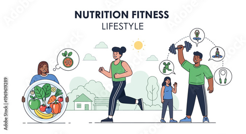 Nutrition Fitness Lifestyle: Healthy Eating, Running, Weightlifting, Yoga, Jump Rope