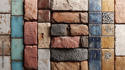 Textured Brown Brickwork Composition with Symmetrical Stone Patterns – Tactile Visual for Sustainable Architecture and Digital Wellness Branding