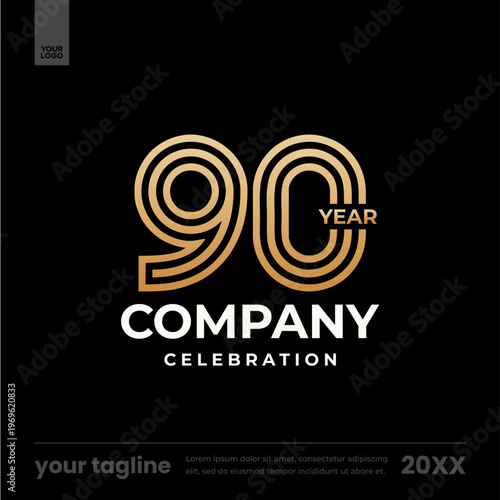 90 year company celebration anniversary logo social media template