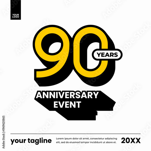 90 years anniversary event black bold social media template