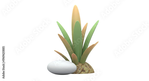 Stylized Plant with Pink Egg and Textured Base