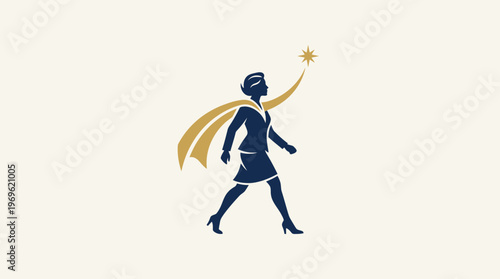 Businesswoman Superhero Reaching For A Star