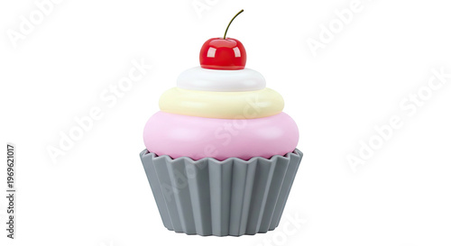 Stylized Cupcake with Cherry Topping