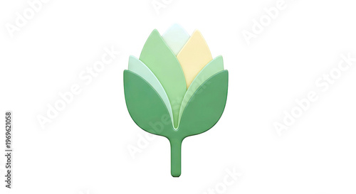 Stylized Green Flower or Bud Logo