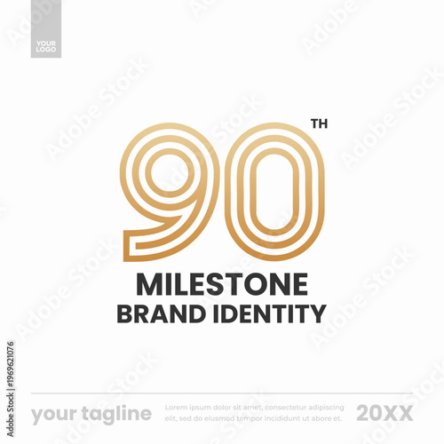 90th milestone brand identity gold outline social media template