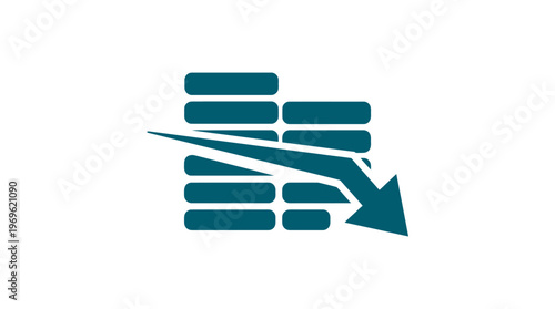 Financial Chart Arrow Down Symbol On White Background