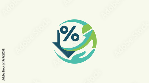 Percentage Symbol With Up and Down Arrows and Hands Symbolizing Growth and Reduction