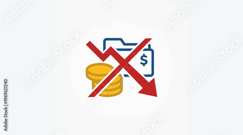 Financial Crisis Icon Money Loss and Downturn