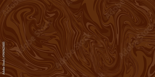 Abstract brown psychedelic waves print background. 1970s trippy seamless pattern. Marble acrylic swirl pattern. Coffee or chocolate liquid texture.