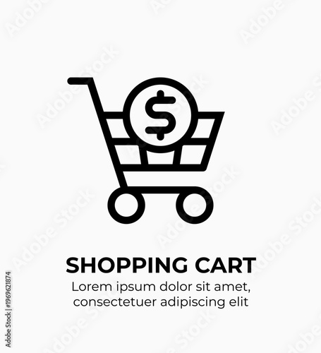 Shopping Cart Modern Flat Line Icons for Finance, Marketing, Startup & Corporate Use