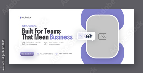 Business Sale Discount Purple Web Banner Facebook Cover Template