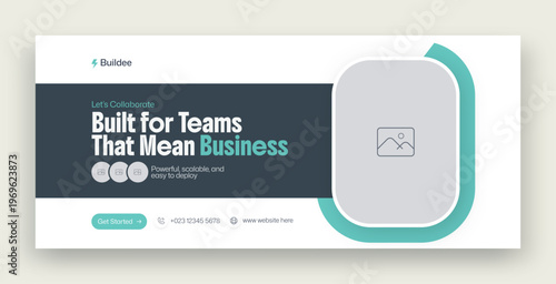 Professional Team Collaboration Dark Teal Facebook Cover Web Banner
