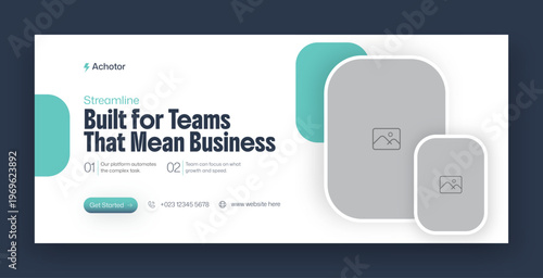 Corporate Team Business Teal Web Banner Facebook Cover Template