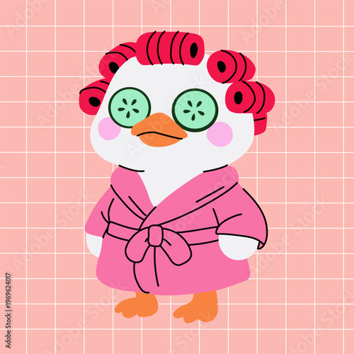 Adorable Duck Relaxing with Eye Patches Beauty Routine