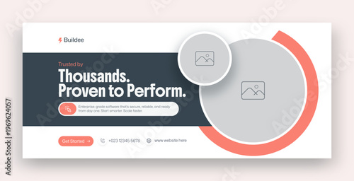 Trusted Enterprise SaaS Coral Accent Web Banner Facebook Cover Template