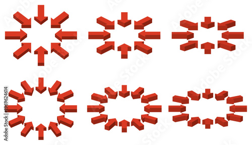 立体矢印アイコンセット、3Dベクター素材