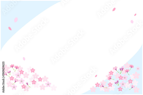 春のやわらかい桜背景イラスト素材(花びらが舞うナチュラルデザイン)