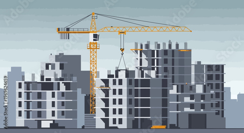 Construction Site with Crane and Buildings Under Development 2.