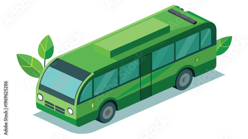 Green bus designed for eco-friendly transportation in urban settings and public transit systems