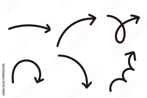 手書き風矢印セット シンプルで使いやすい方向指示デザイン素材　黒