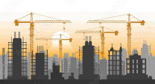 Construction Site with Cranes and Buildings Under Development 7.