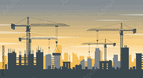 Construction Site With Cranes and Buildings Under Development 12.