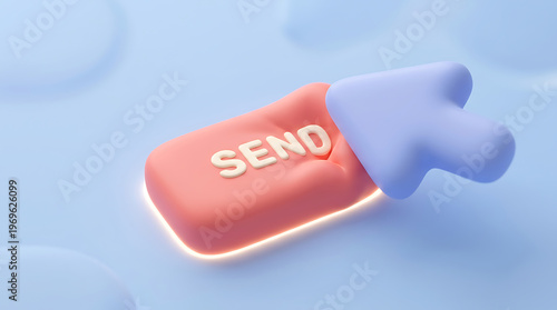 Red 3D block with "SEND" text floating on blue background