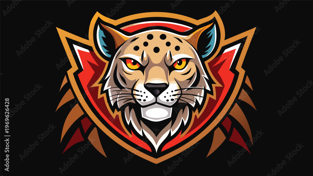 Obraz premium Stylized illustration of a leopard with bold colors and sharp lines in a modern graphic design style