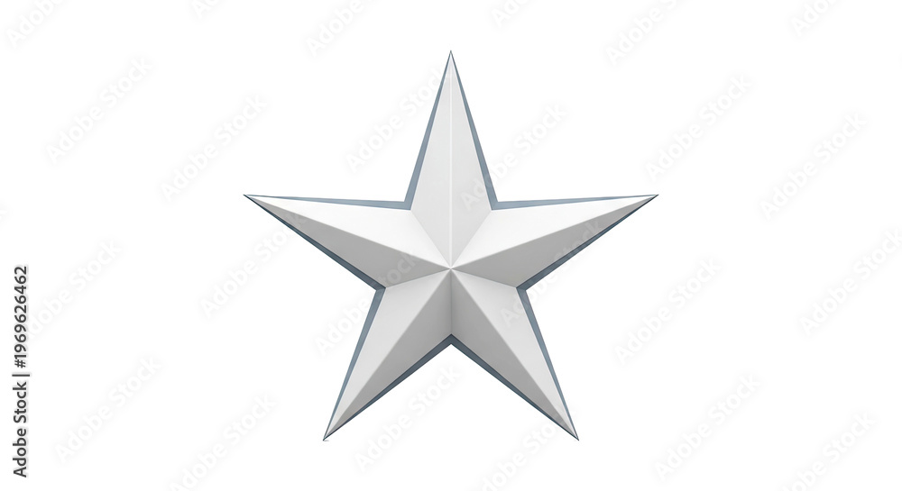 Fototapeta premium White 3D Star Emblem with Gray Outline