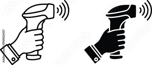 barcode scanner two icon set vector 