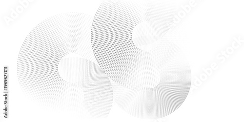 Abstract white glowing geometric lines on gray background. Modern shiny blue circle lines pattern. Futuristic technology concept.