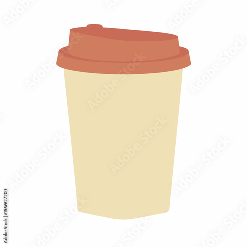 Disposable coffee cup with orange lid, takeout container coffee cup