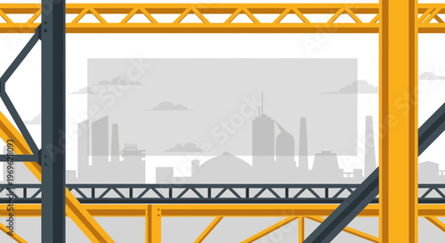 Industrial Construction Steel Beams and Supports.