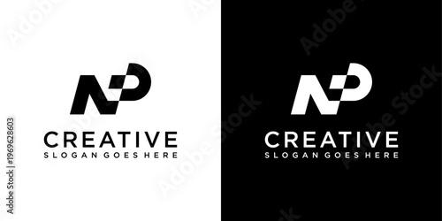 Obraz na plátně NP or PN initial letter logo design vector concept