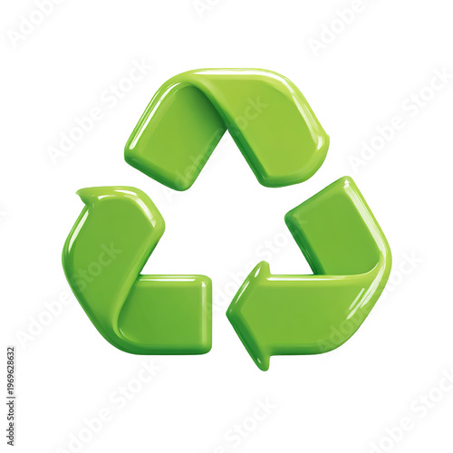 recycle symbol 3d icon in cartoon plastic style minimal isolated on transparent background