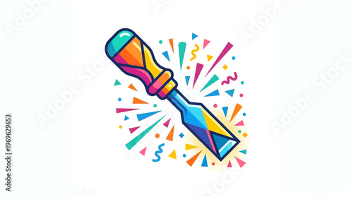 Colorful Party Popper Isolated Object.