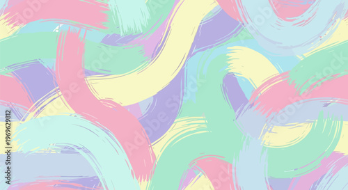Pastel brush stroke seamless pattern, abstract hand painted oil texture background, colorful artistic vector wallpaper for textile and wrapping