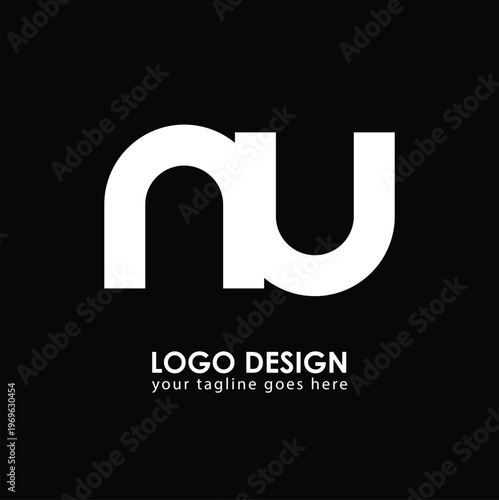 NU NU Logo Design, Creative Minimal Letter NU NU Monogram