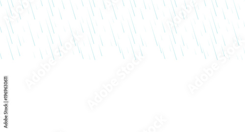 Rainfall top frame illustration. Rain. Rainy weather. Decorative upper border on white background. Web header with copy space. Seamless horizontal pattern. Page decoration. Vector divider separator