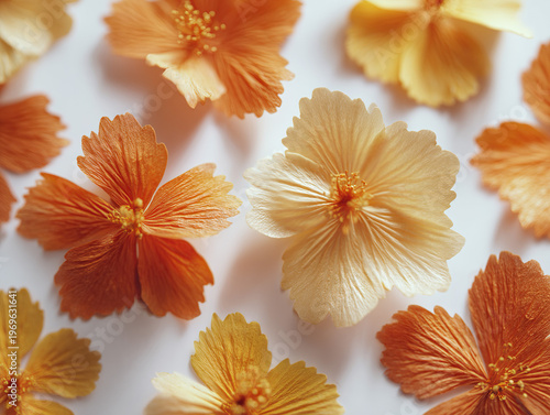 Close-up of Orange and Yellow Paper Flowers