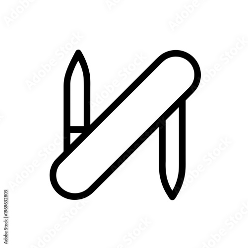 Minimalist pocket knife multifunction tool vector icon