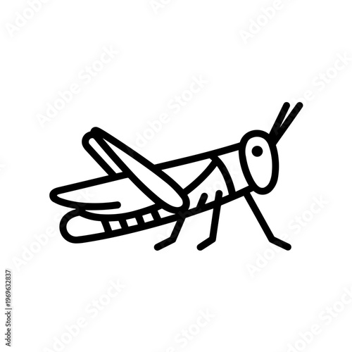Minimalist grasshopper nature insect vector icon