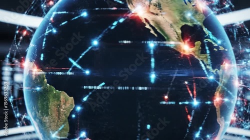 Digital earth globe with network connections visualizing global data