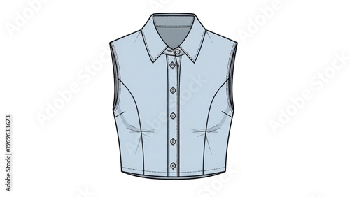 Vector illustration of a stylish sleeveless shirt in CAD design style