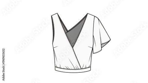 Vector CAD design illustration of a woman's fashion top in modern style