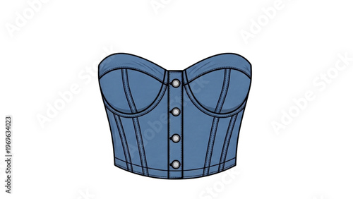 Vector Graphic of a Blue Corset in CAD Design Style