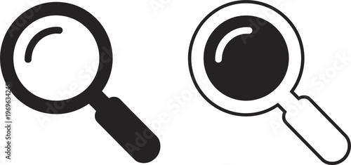 Fotografie Magnifying glass icon set in solid and outline styles representing search zoom a