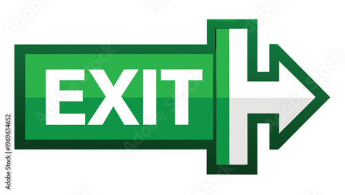 Green exit sign with an arrow pointing right, showing direction for leaving the building in a public space or venue