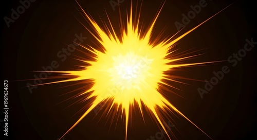 Bright yellow explosion on black background